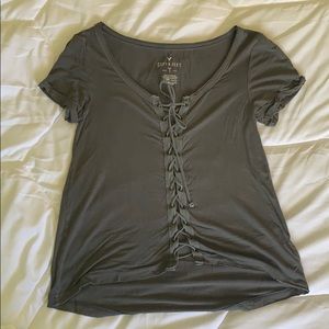 American Eagle tie up shirt